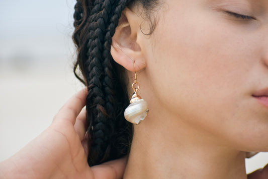 Pearl Nautilus Seashell Earrings