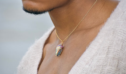 Beachy rainbow shell necklace