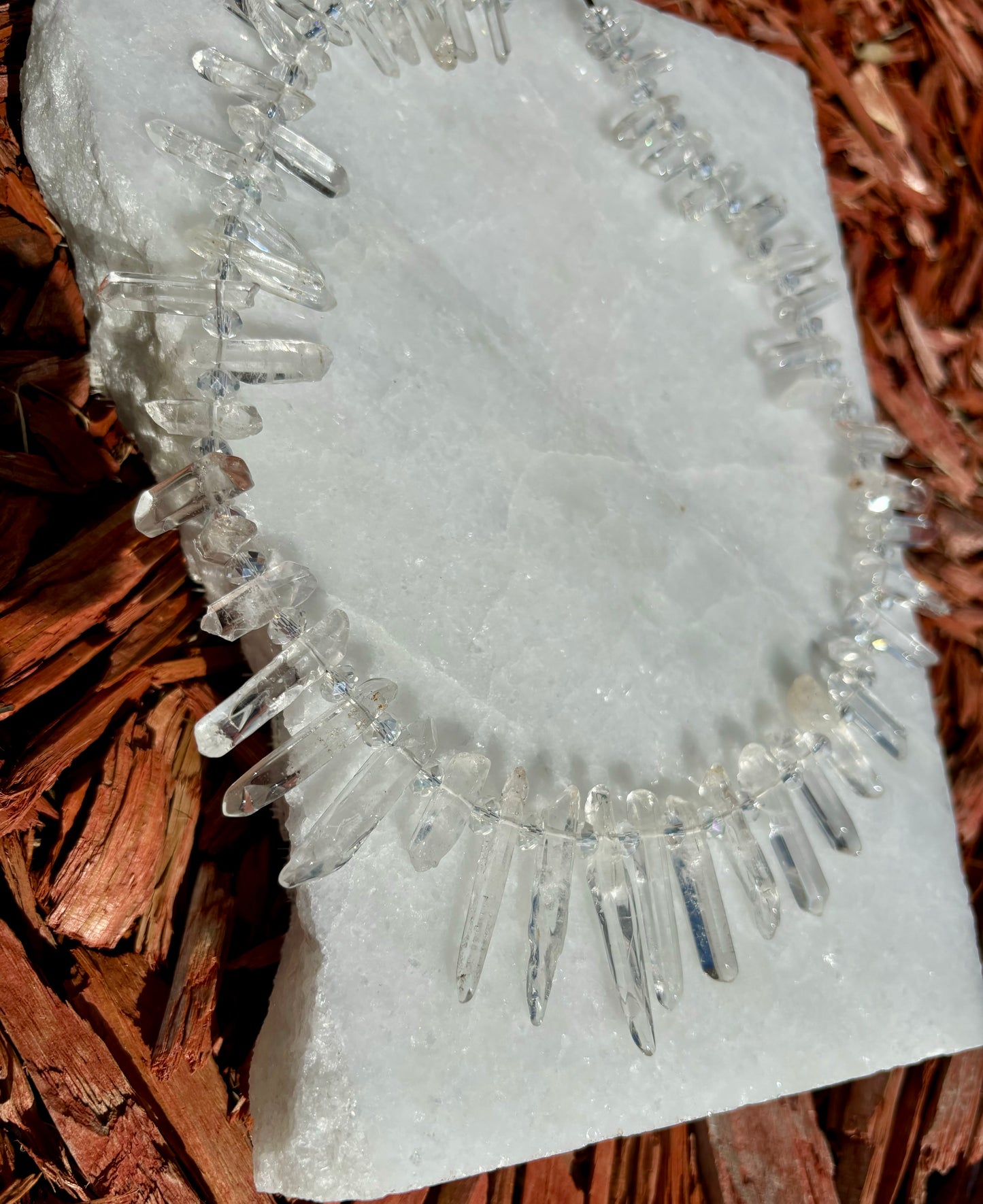 Angelic clear quartz amplifier necklace with magnetic clasp