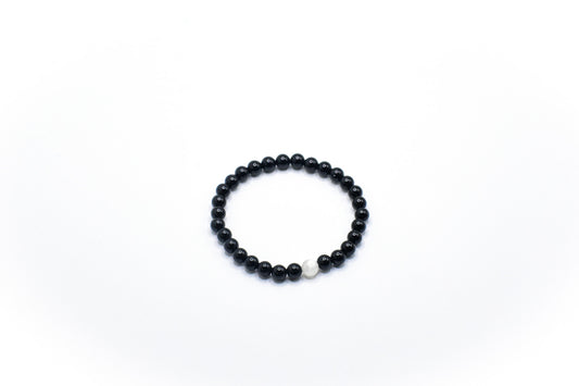 Black Obsidian with Selenite Crystal  Healing Bracelet