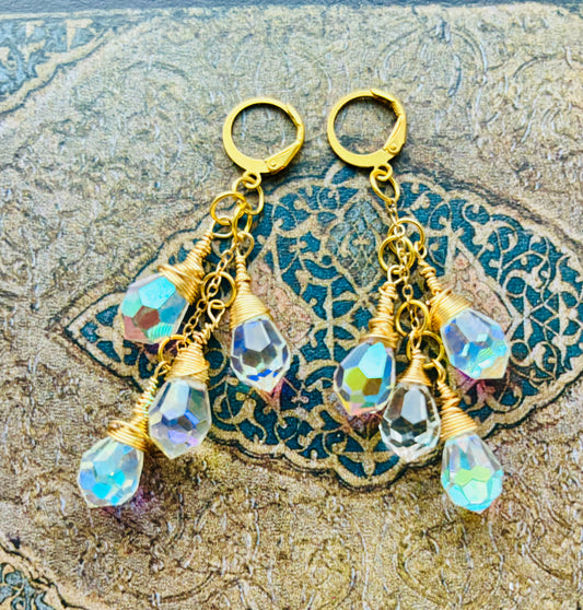 Vintage Swarovski Chandelier Crystal Earrings