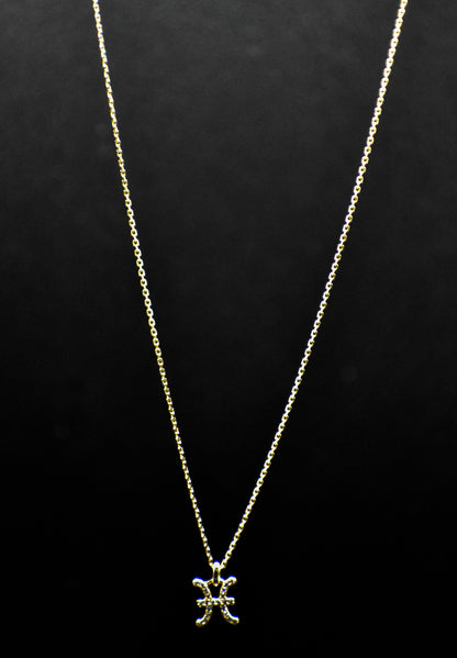 Dainty Rhinestone Zodiac Gold Necklace