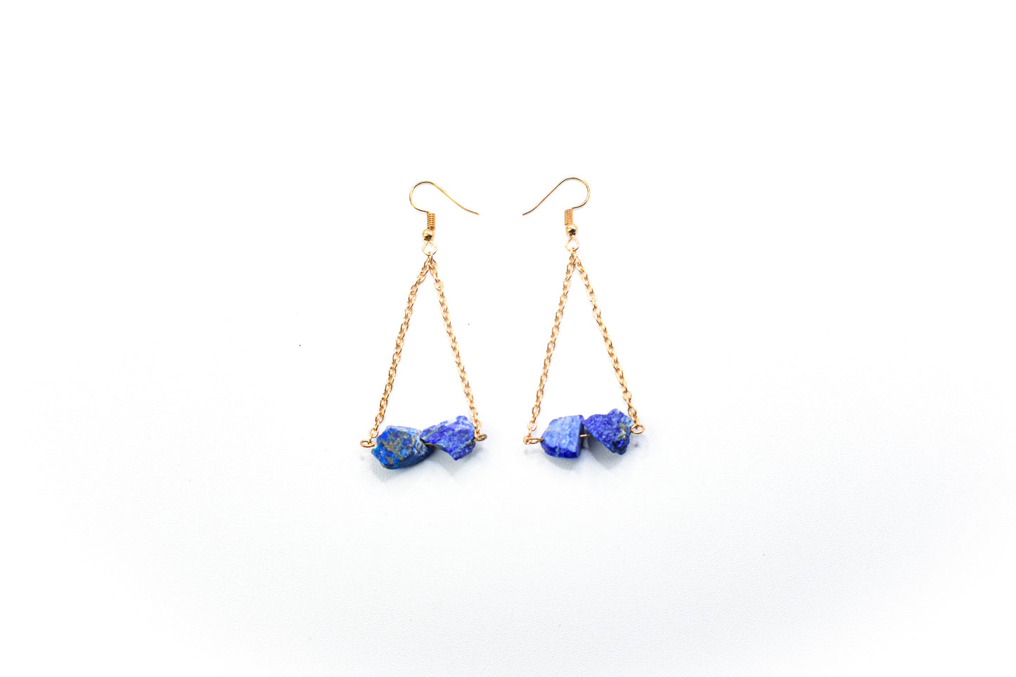 Lapis Lazuli Gold floating chained Earrings