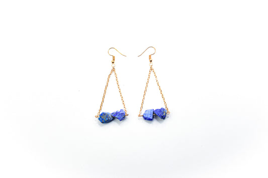 Lapis Lazuli Gold floating chained Earrings