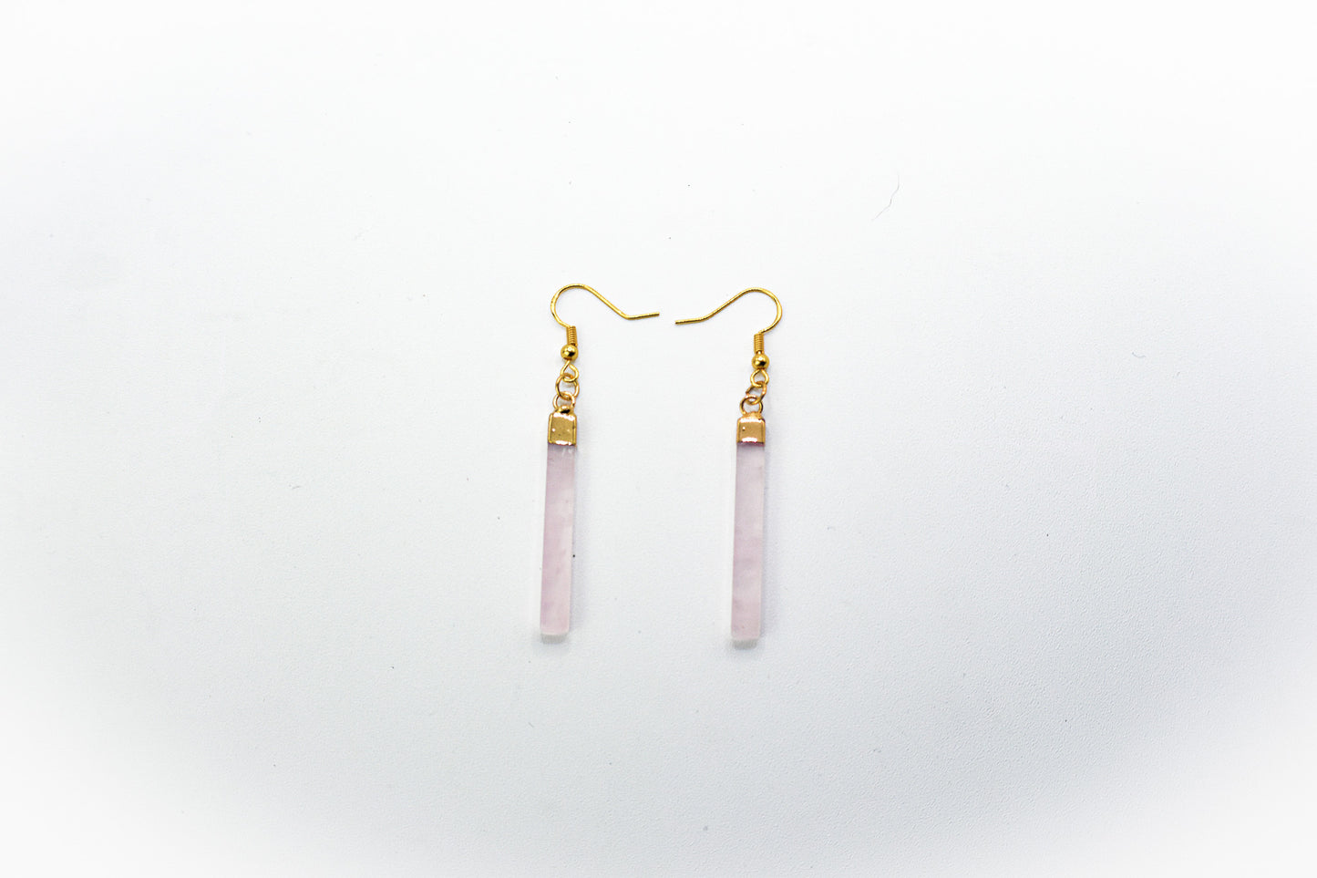 Rose Quartz Raw Bar Crystal Earrings